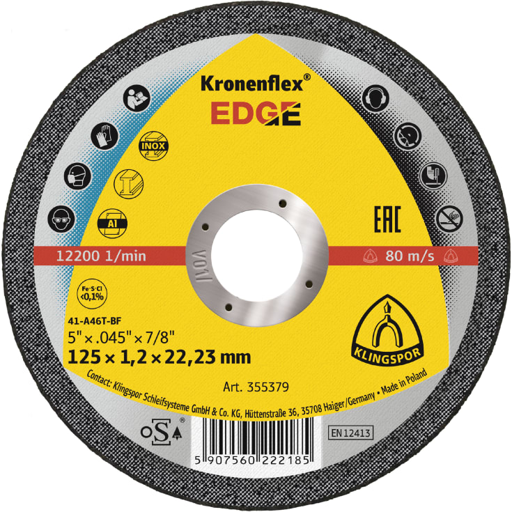 Klingspor skæreskive EDGE Special, 125 x 1,2 mm, Lige, 25 stk.