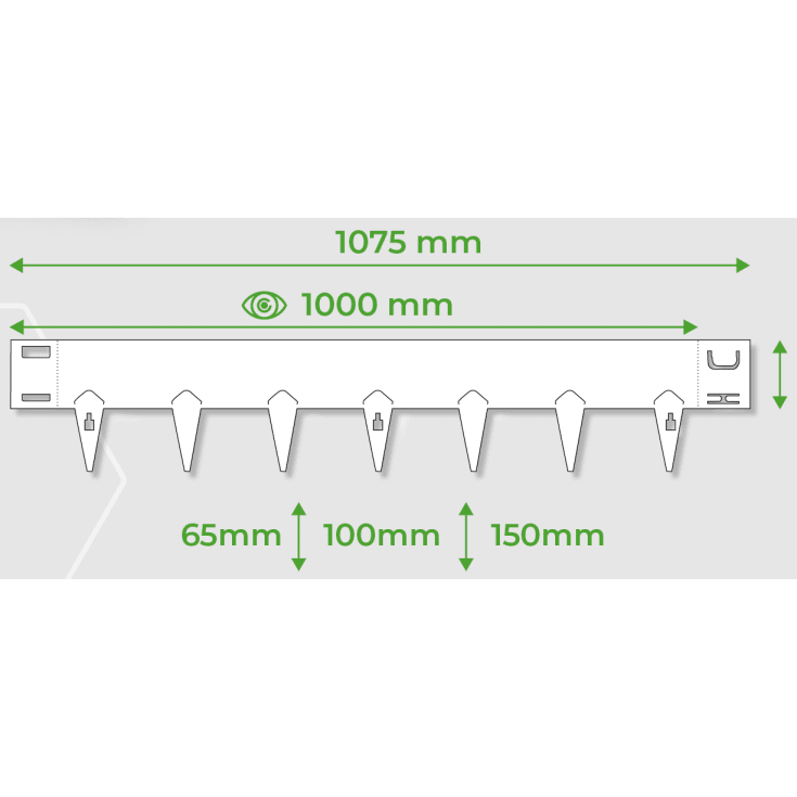 5 stk Core Edge kantskinne med spyd, stål, 1 m x 1,6 mm, 100 x 95 mm