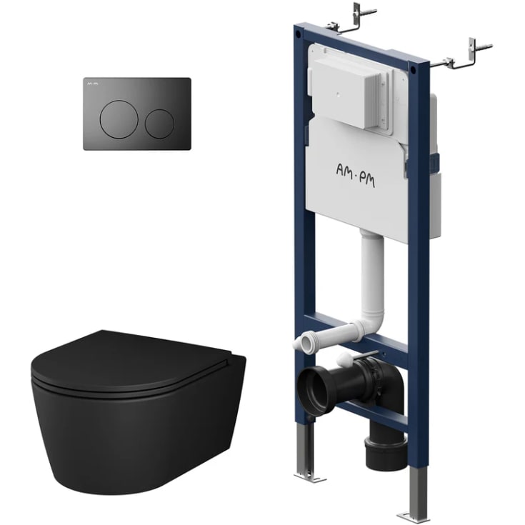 AM.PM Func vägghängt toalettpaket, utan spolkant, matt svart