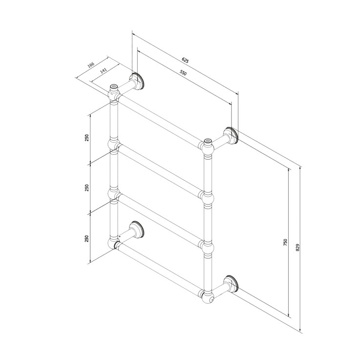 Toni håndklædetørrer, el, 67x50 cm, nikkel