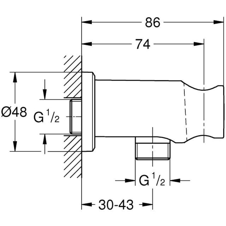 Grohe Rainshower slangeuttak, kobber