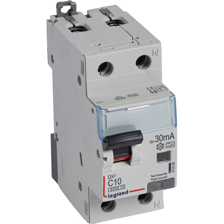 Kombinationsbrytare DX3 Automatsäkring/HPFI C 10A 30mA 1P+N 6/6kA typ A