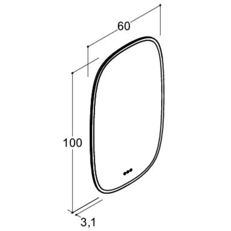 Dansani Squircle spejl med lys, 100x60 cm