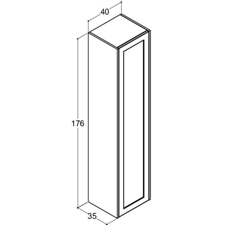 Dansani Luna højskab, 40x176 cm, venstre, mat hvid