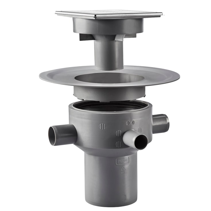 Purus Multiflex afløbskål, til beton og flisegulv, Ø110 mm