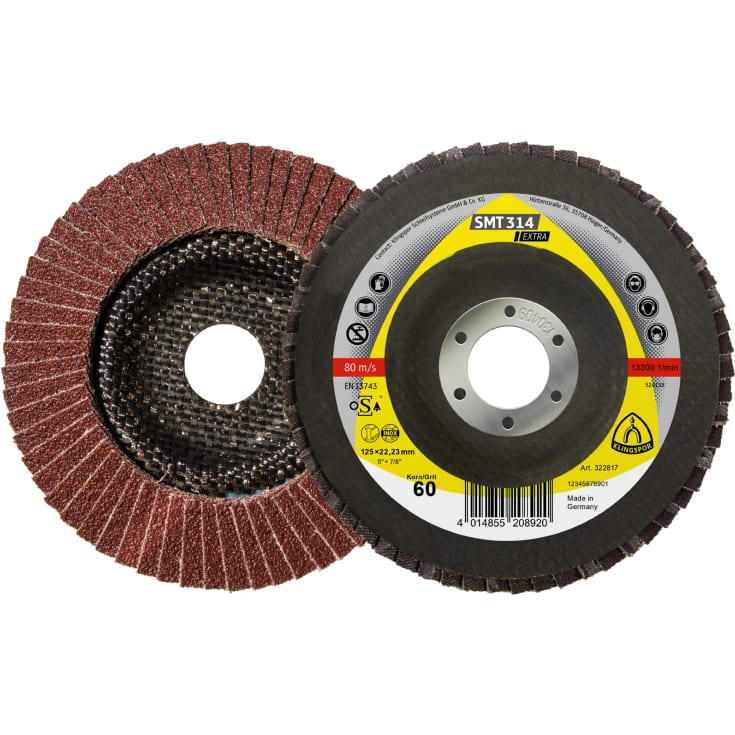 10 st Klingspor slipskiva SMT 314, 125 x 22,23 mm, K60, kupolformad