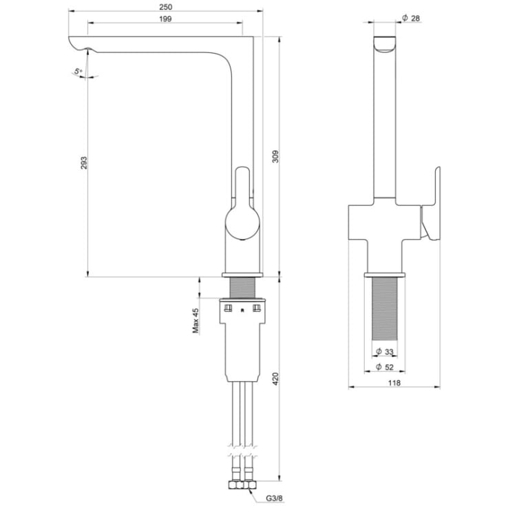 Gustavsberg Estetic køkkenarmatur, sort