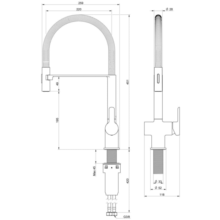 Gustavsberg Estetic køkkenarmatur, udtrækstud, sort