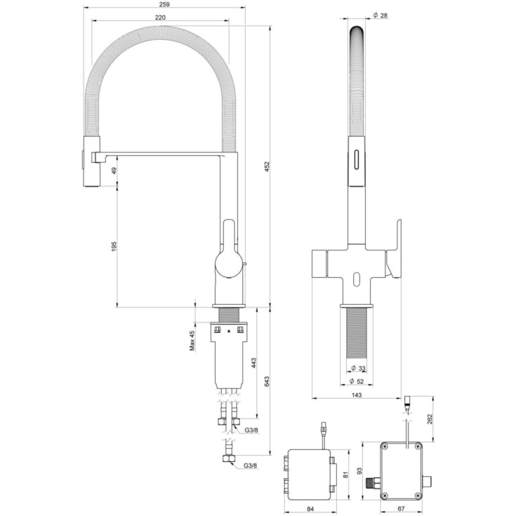 Gustavsberg Estetic køkkenarmatur, udtrækstud, sort