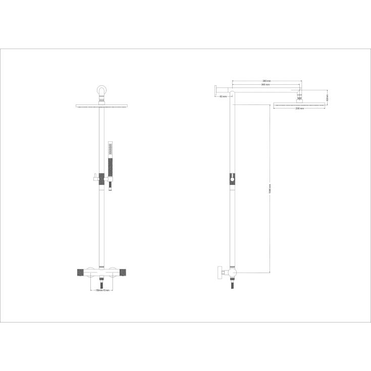 Cassøe T8 brusesæt, børstet kobber
