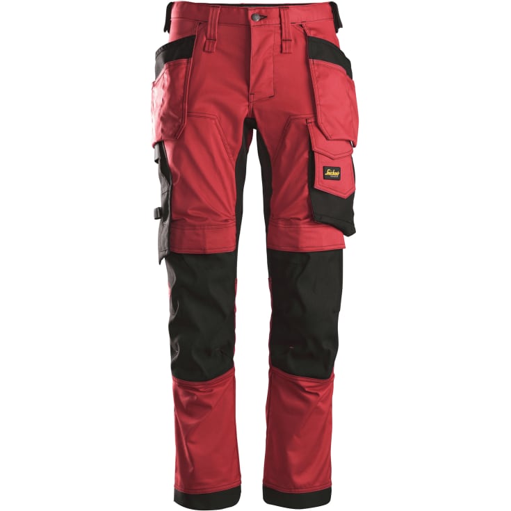 Snickers 6241 AllroundWork arbetsbyxor med stretch, röd/svart, st 116