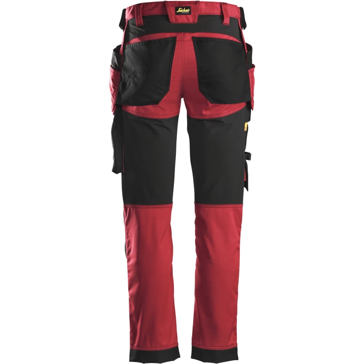 Snickers 6241 AllroundWork arbetsbyxor med stretch, röd/svart, st 116