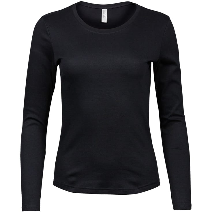 Tee Jays Interlock langærmet dame trøje, Sort, L