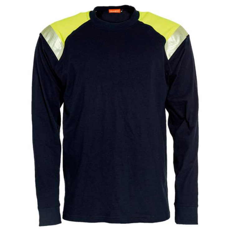 Tranemo langærmet T-shirt, Marine/Hi-Vis gul, 3XL