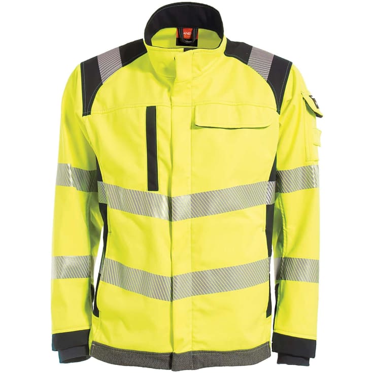 Tranemo Stretch FR softshelljakke, Hi-vis Gul/marineblå, 2XL