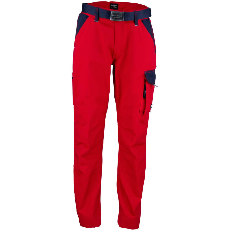 Kramp Original arbejdsbukser med bælte, Rød/Marine, 3XL
