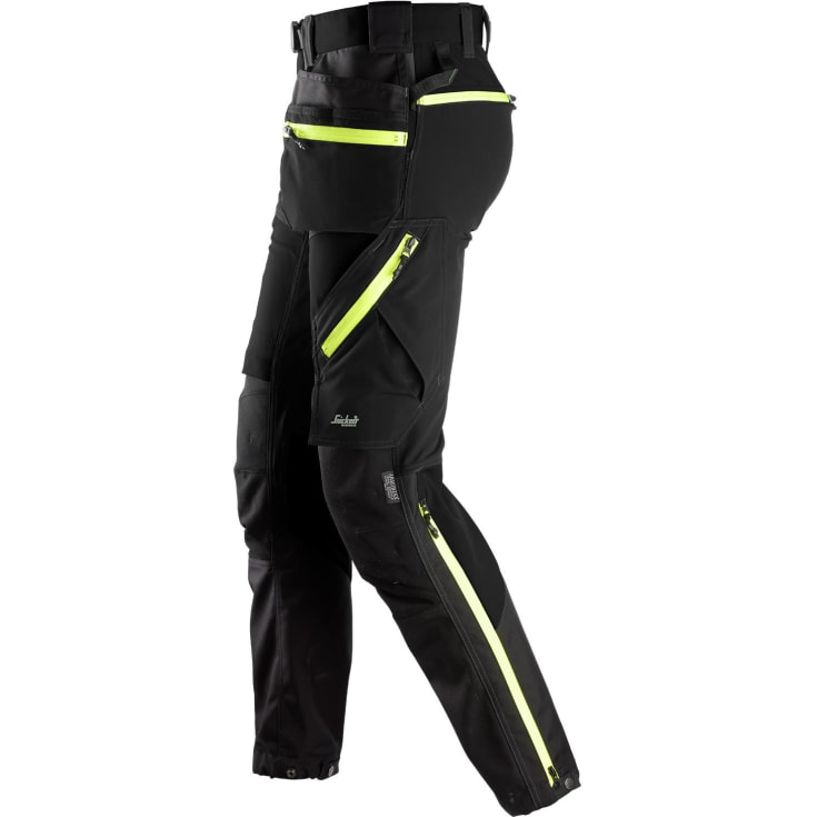 Snickers FlexiWork håndværkerbukser 6940 full stretch, Sort/Gul, 44