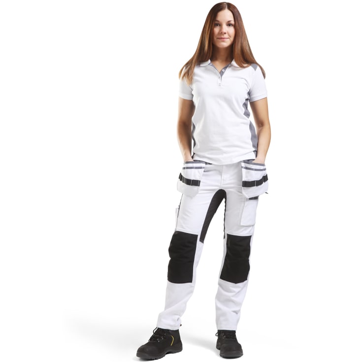Blåkläder Workwear 7910 håndværkerbukser med 2-vejs stretch, dame, hvid/sort, str. D22