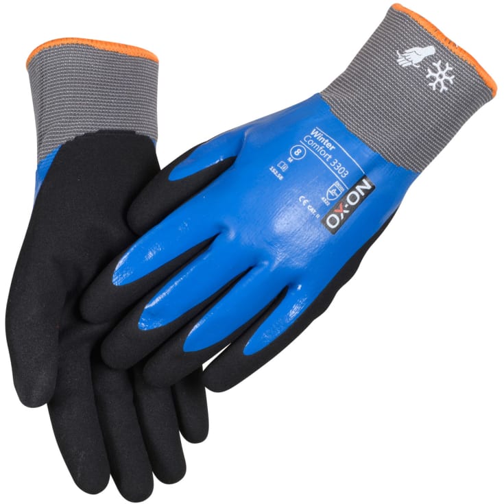 OX-ON Winter Comfort 3303 vandtætte arbejdshandsker, Sort/Blå, 10