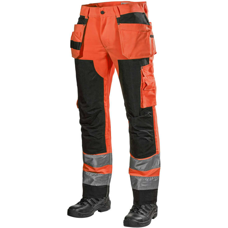 L.Brador håndværkerbukser 160PB, Hi-Vis Orange/Sort, D88