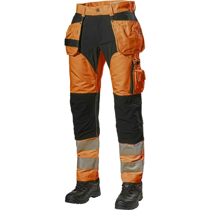 L.Brador håndværkerbukser 117PB, Hi-Vis Orange/Sort, C44