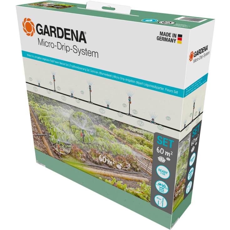 3 stk Gardena micro-drip grøntsags-/blomsterbedssæt 60 m2