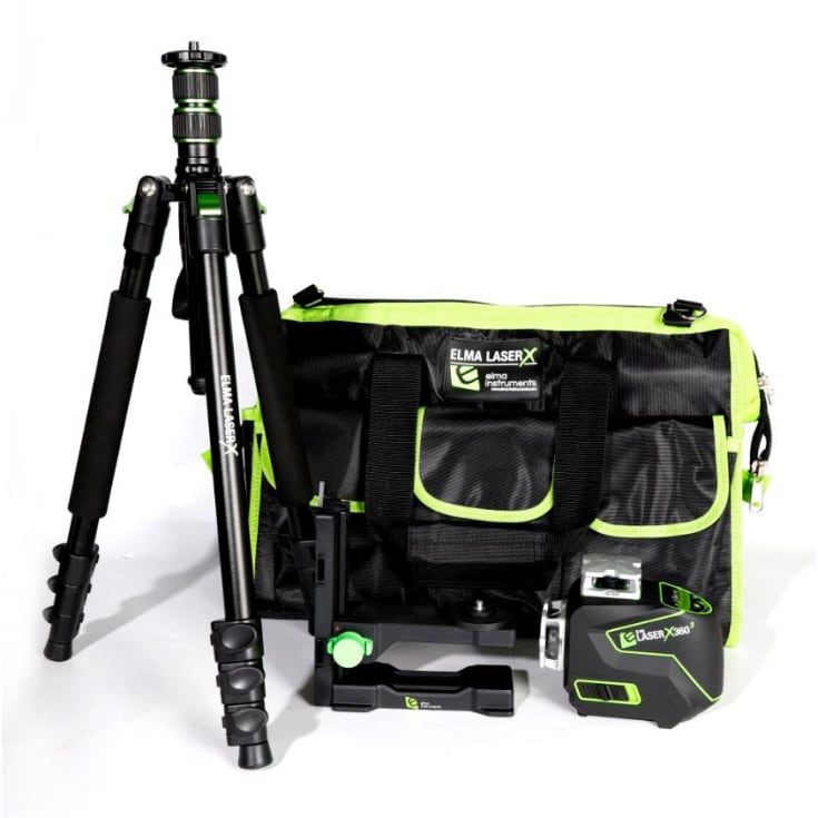 Elma Laser X360-3 kit, linjelasersett med stativ og bag
