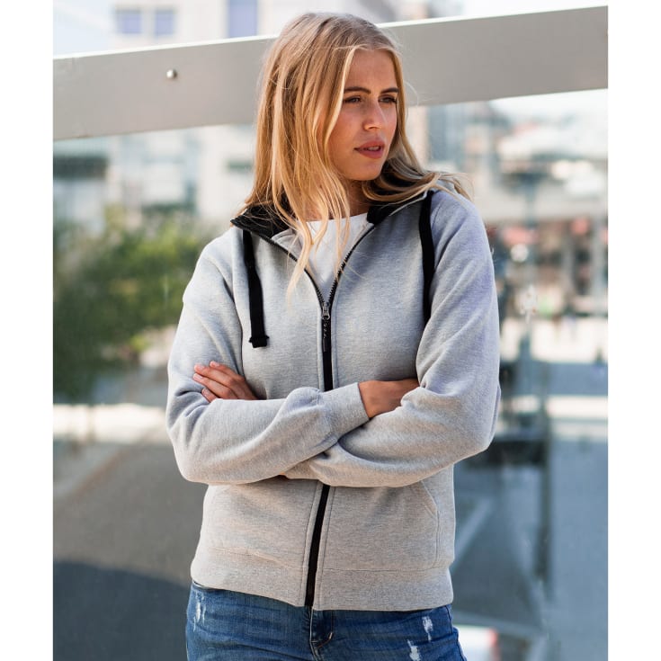 YOU Katherine dame hættetrøje, Grå Melange/Sort, 2XL