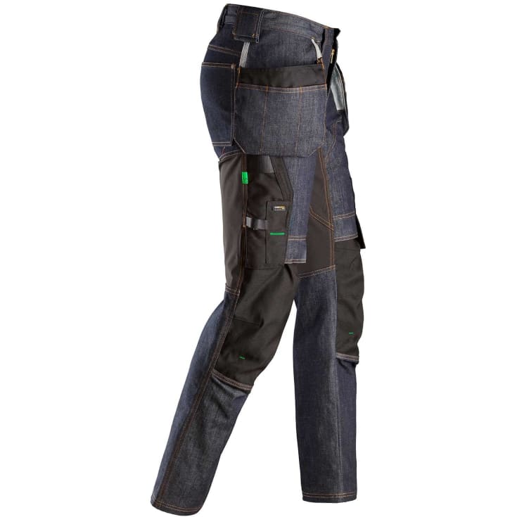 Snickers FlexiWork denim håndværkerbukser 6955, Denim/Sort, 50
