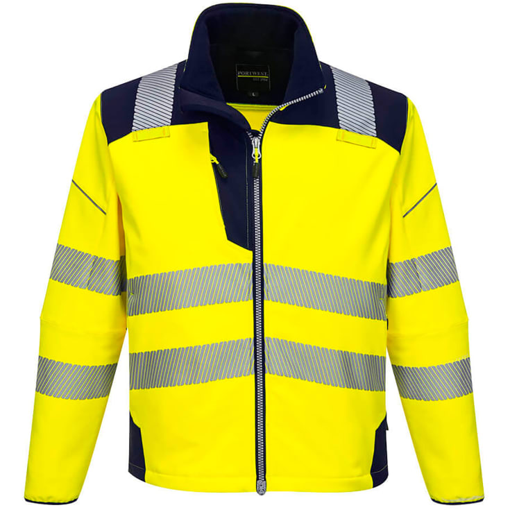Portwest PW3 softshelljakke, Hi-Vis Gul/Mørk Marine, 2XL