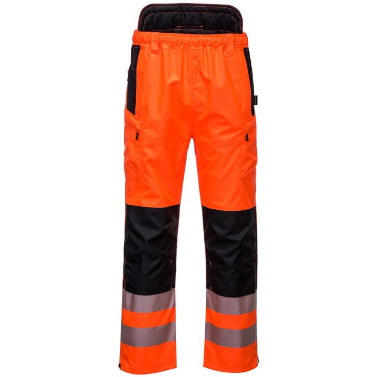 Portwest PW3 regnbukser, Hi-Vis Orange/Sort, L