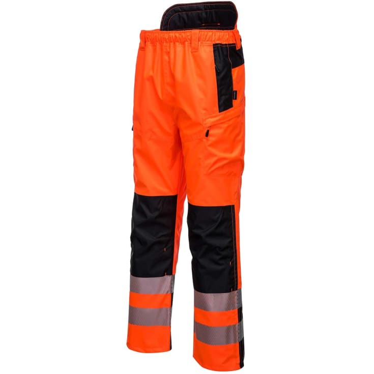 Portwest PW3 regnbukser, Hi-Vis Orange/Sort, L