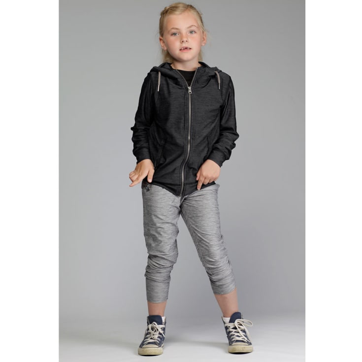 Pitch Stone Cooldry hoodie til børn, Dark black melange, 6