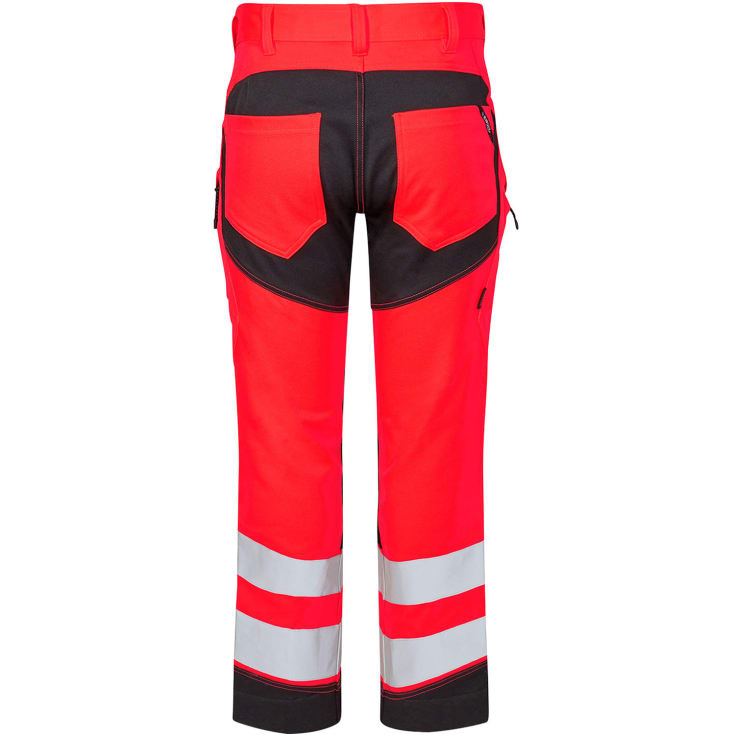 Engel Safety arbejdsbukser, Hi-vis Rød/Sort, 76