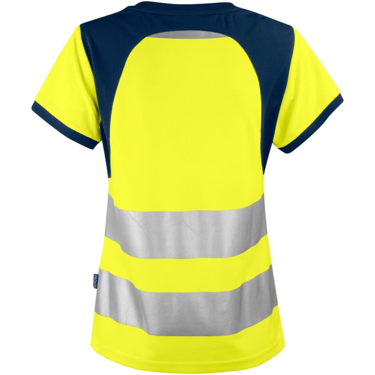 ProJob dame T-shirt 6012, Hi-vis Gul/Marine, XS