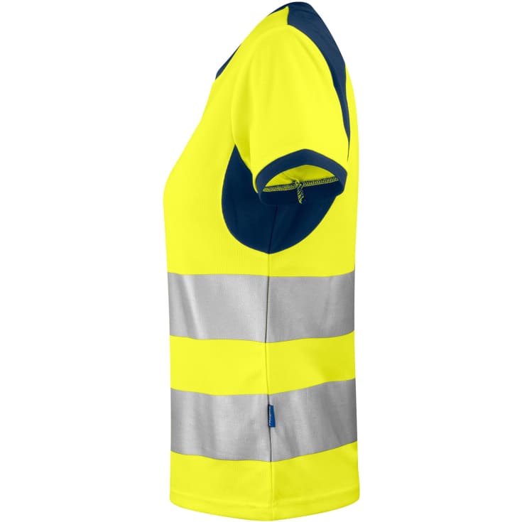 ProJob dame T-shirt 6012, Hi-vis Gul/Marine, XS