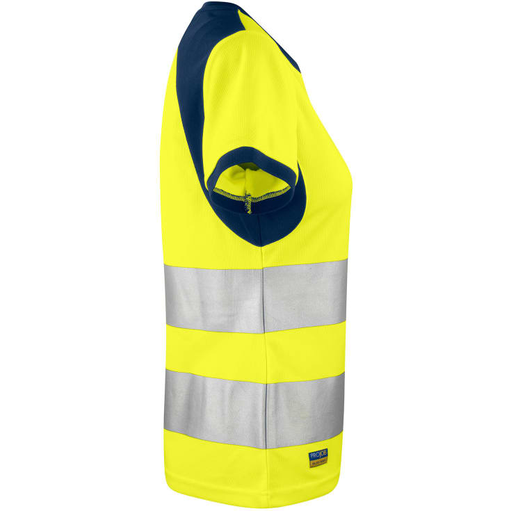 ProJob dame T-shirt 6012, Hi-vis Gul/Marine, XS