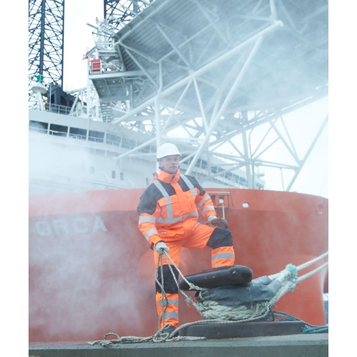 Lyngsøe Multinorm regnbukser, Hi-Vis Orange/Sort, 2XL