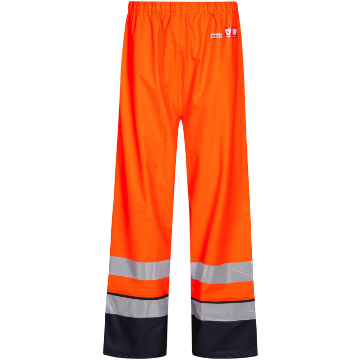Lyngsøe Multinorm  PU regnbukser, Hi-vis Orange/Marine, 4XL
