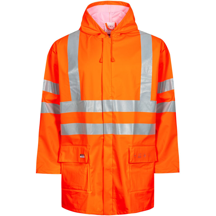 Lyngsøe Multinorm PU regnjakke, Hi-vis Orange, 2XL