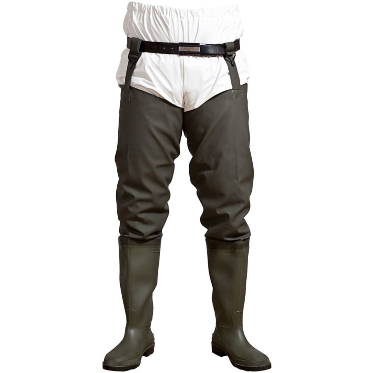 ELKA waders skridtstøvler med sikkerhedsstøvler S5, Olivengrøn, 45