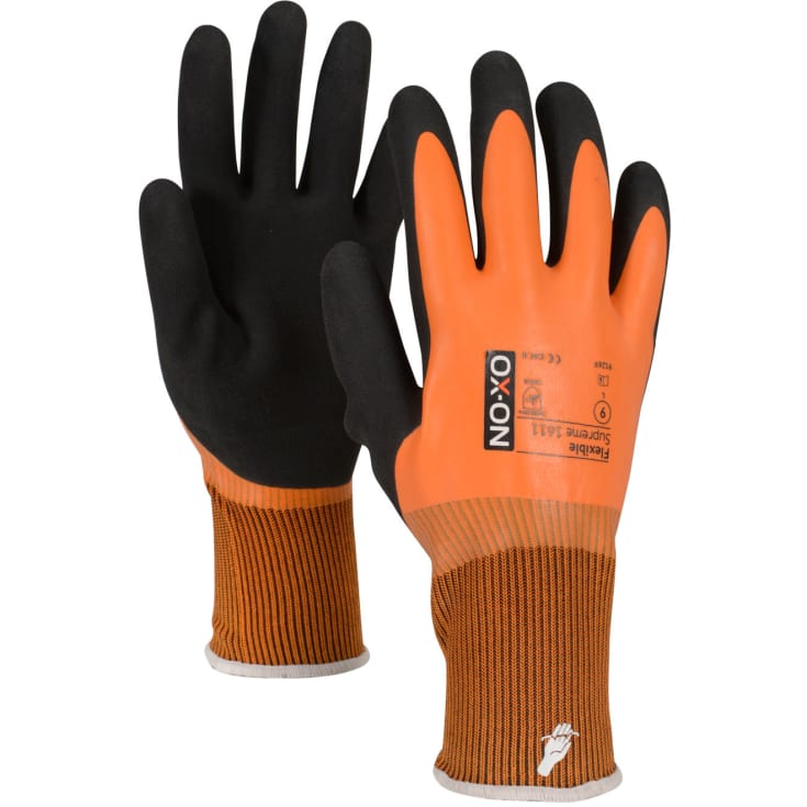 OX-ON Flexible Supreme 1611 arbejdshandsker, Sort/Orange, 9