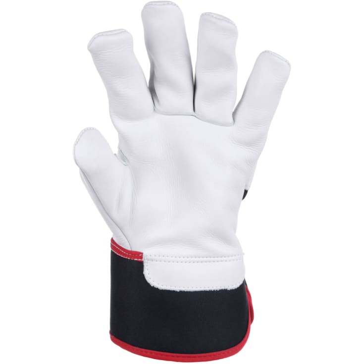Kramp 6.003 foret arbejdshandsker i oksehud, Sort/Hvid, 10/XL