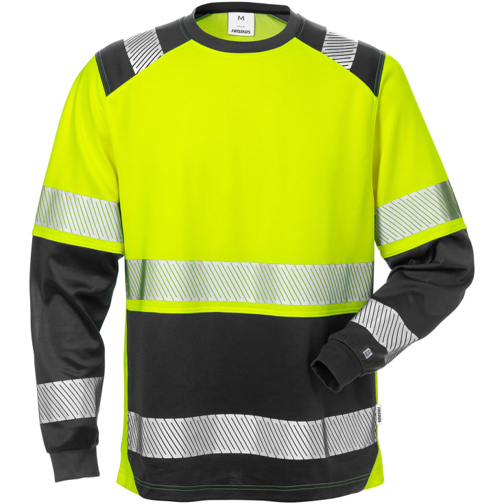 Fristads langærmet T-shirt 7457, Hi-vis Gul/Sort, 3XL
