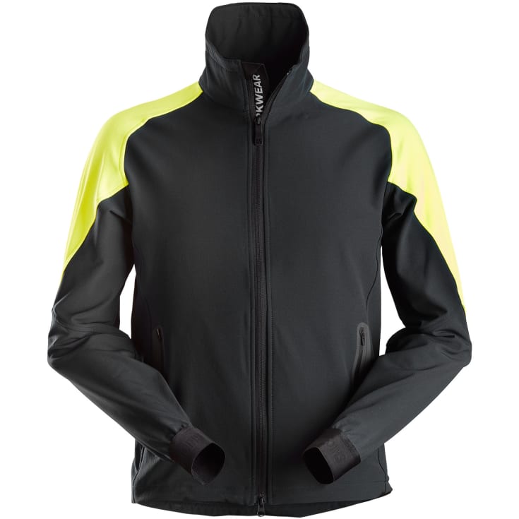 Snickers FlexiWork arbejdsjakke 8028 full stretch, Sort/Neon Gul, 2XL