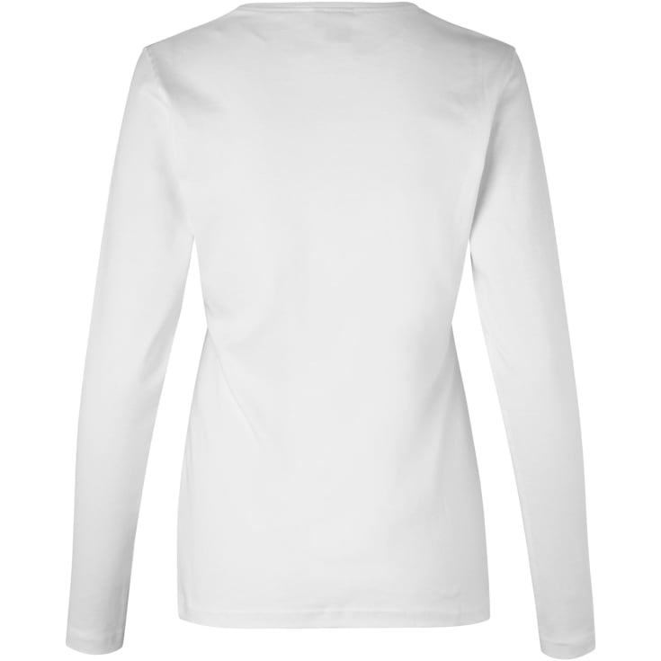 ID Interlock langermet t-skjorte dame, hvit, str. L