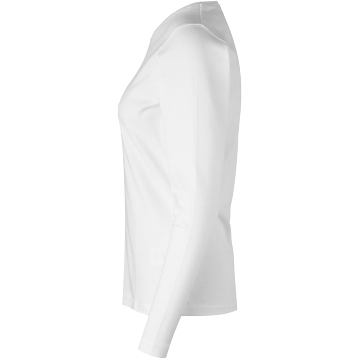 ID Interlock langermet t-skjorte dame, hvit, str. L