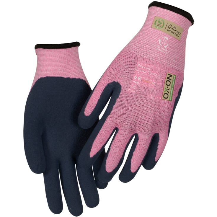 OX-ON Recycle Junior 16000 arbejdshandsker, Pink, 6-8