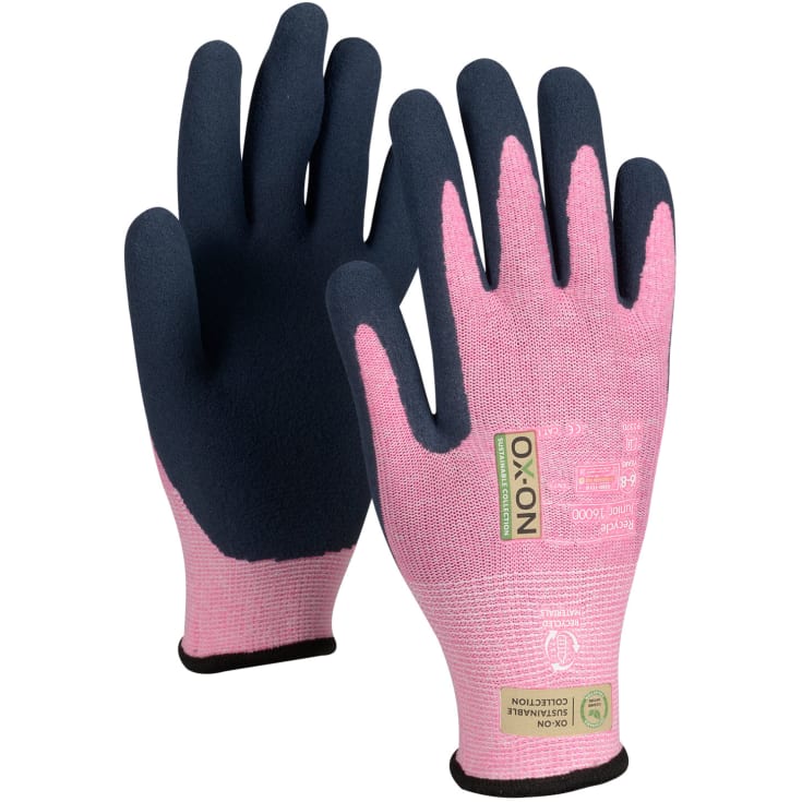 OX-ON Recycle Junior 16000 arbejdshandsker, Pink, 6-8
