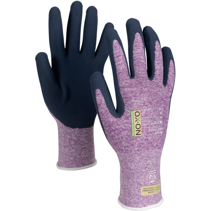 OX-ON Recycle Basic 16002 arbejdshandsker, Lilla/Navy, 8